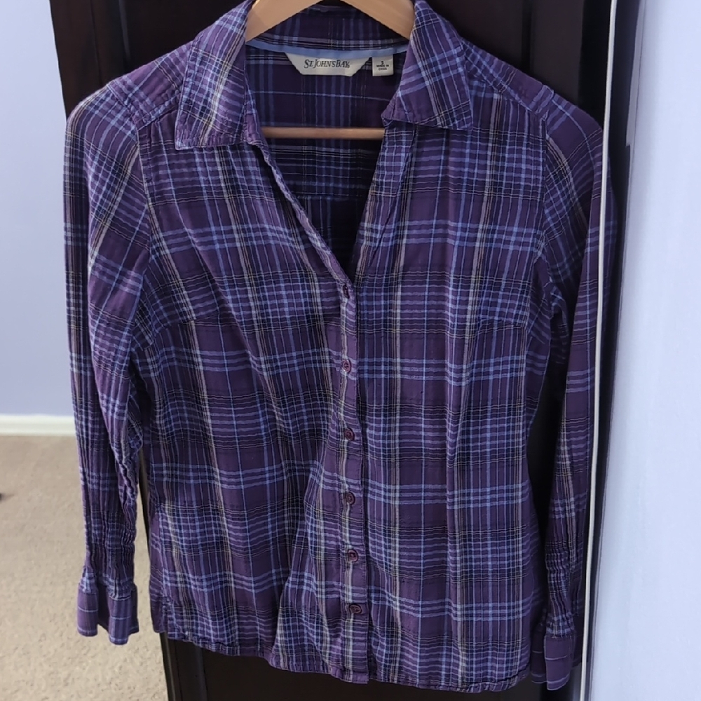 St. John's Bay Purple Checkered Shirt